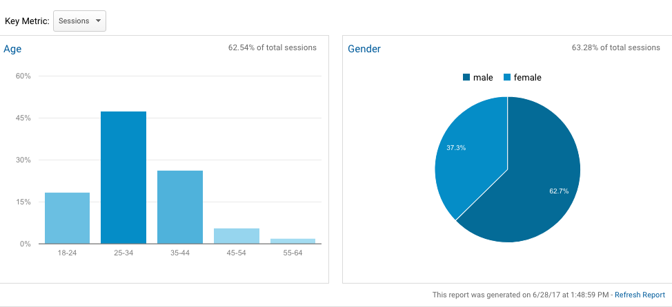 Google Analytics Demographics tab